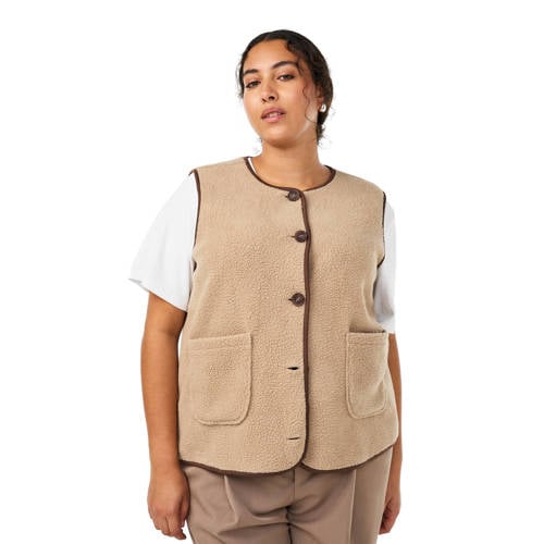 Zizzi teddy gilet beige afbeelding