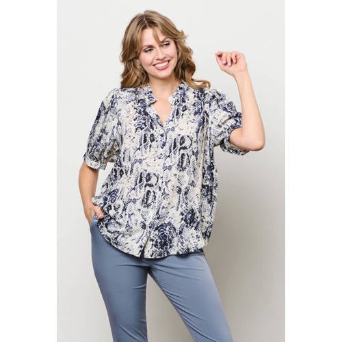 &Co Woman blouse met dierenprint blauw afbeelding