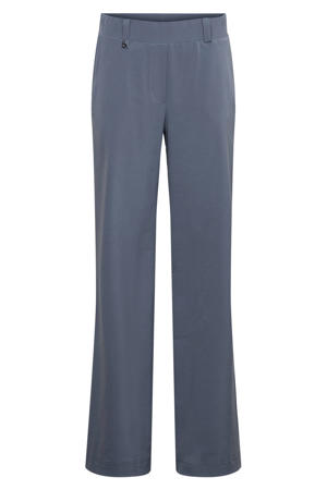 wide leg regular waist casual broek grijsblauw