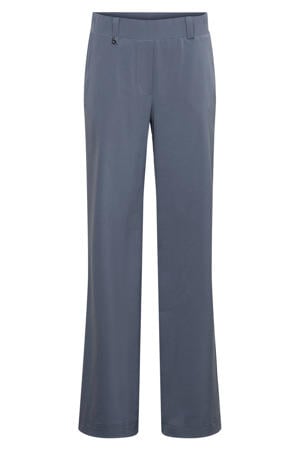 wide leg regular waist casual broek grijsblauw