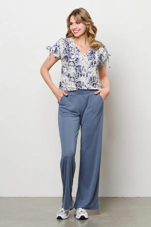 regular waist casual broek blauw