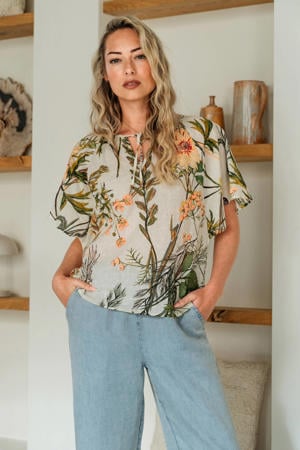 gebloemde blousetop wit