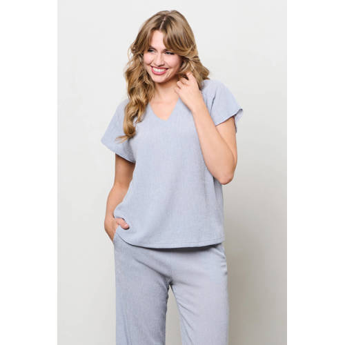 &Co Woman wide leg regular waist broek grijs afbeelding