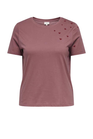 T-shirt met hartjes roodbruin