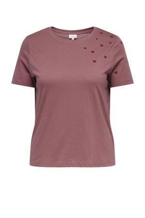 T-shirt met hartjes roodbruin