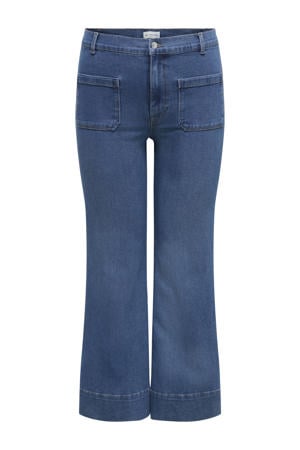 high waist flared jeans medium blue denim