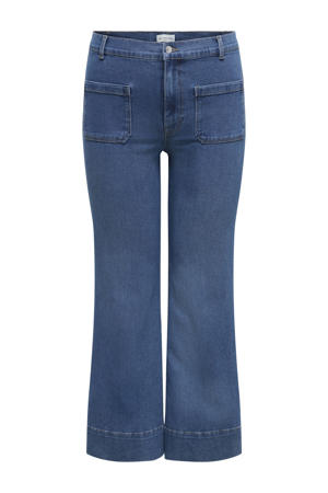 high waist flared jeans medium blue denim