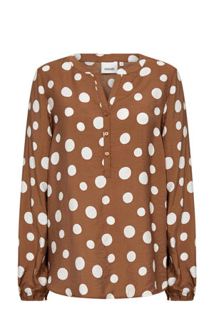 blousetop met stippen bruin