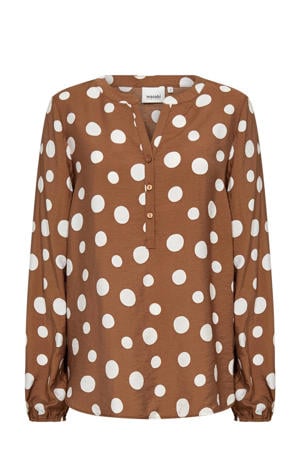 blousetop met stippen bruin