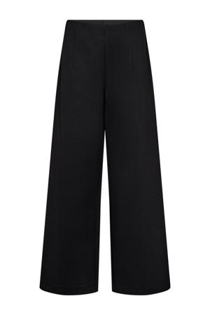 wide leg regular waist broek zwart