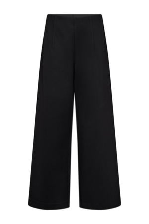 wide leg regular waist broek zwart
