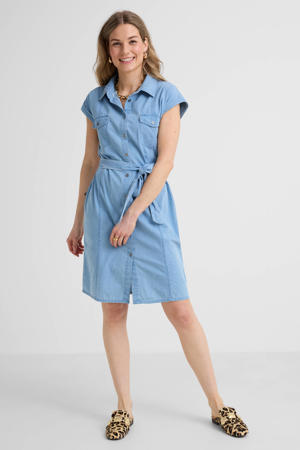 denim overhemdjurk light blue