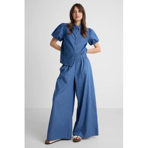 Anytime denim wide leg broek blauw afbeelding