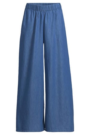 denim wide leg broek blauw