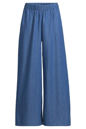 denim wide leg broek blauw