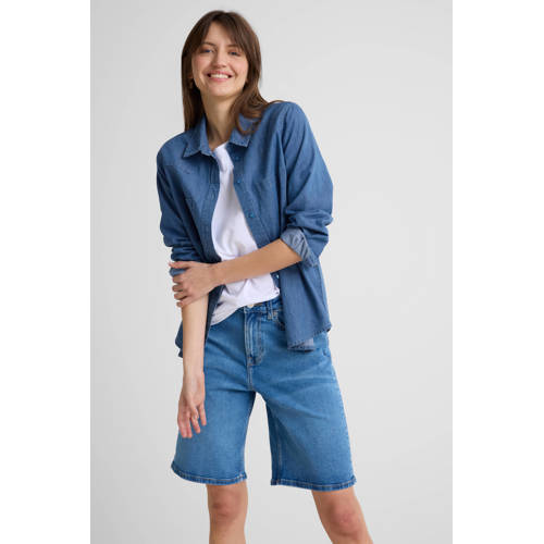 Anytime denim blouse met lange mouwen blauw afbeelding