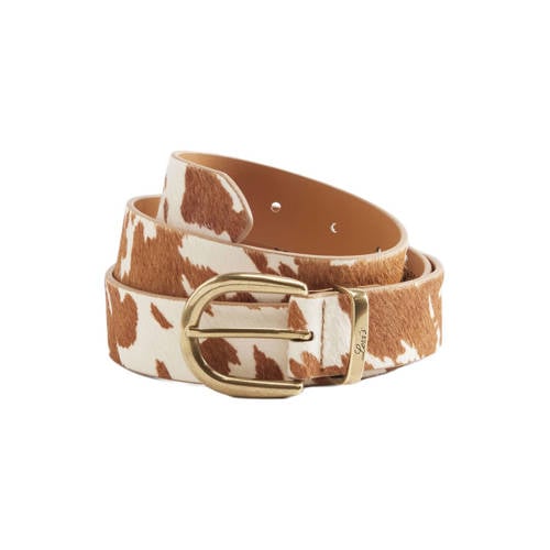 Levi's leren riem Phoebe met koeienprint ecru/bruin afbeelding