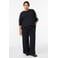 Zizzi Wide leg high waist gestreepte casual broek zwart