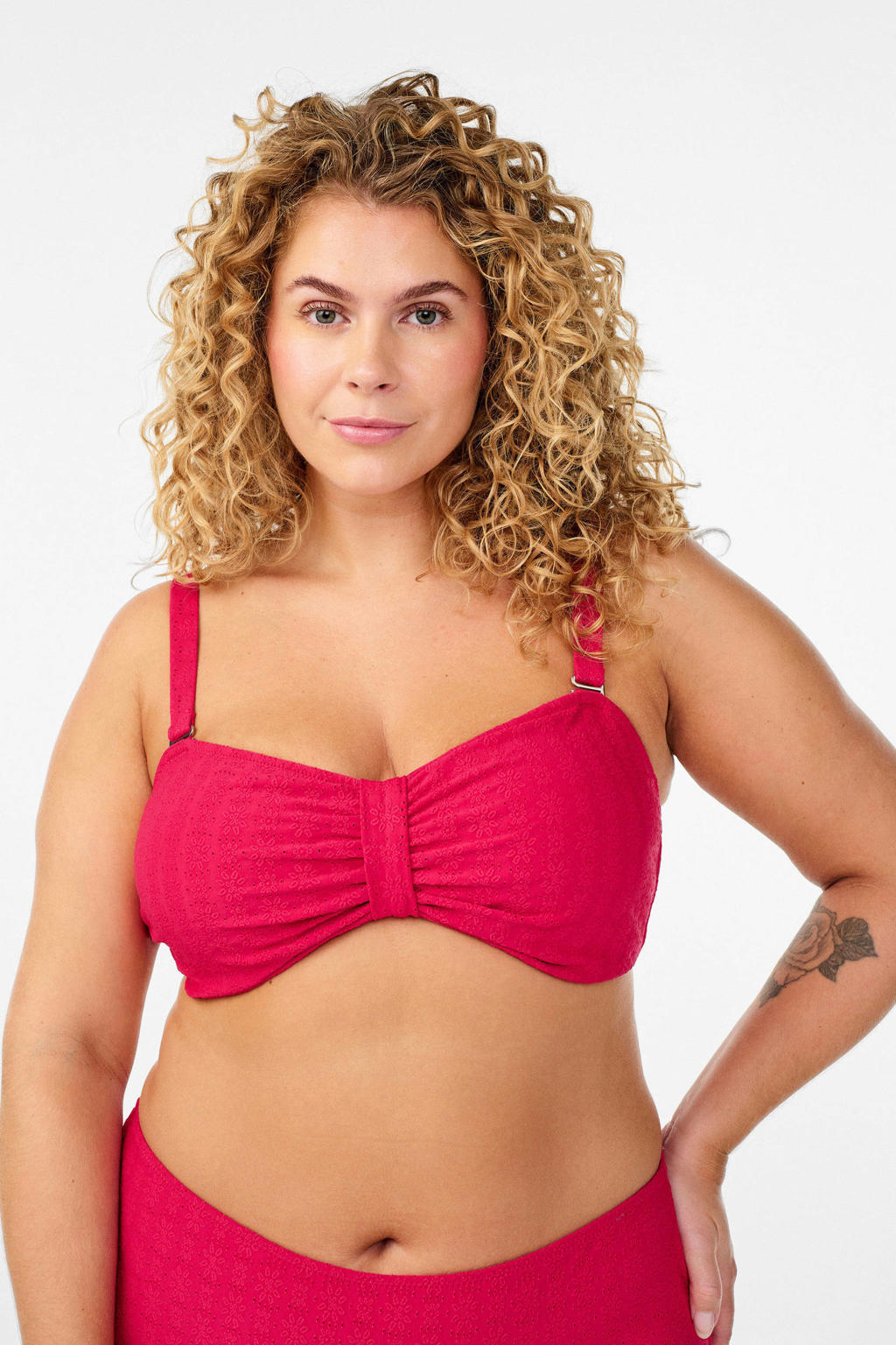 Zizzi voorgevormde strapless bandeau bikinitop Salina rood