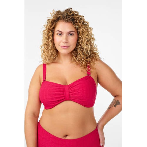 Zizzi voorgevormde strapless bandeau bikinitop Salina rood afbeelding