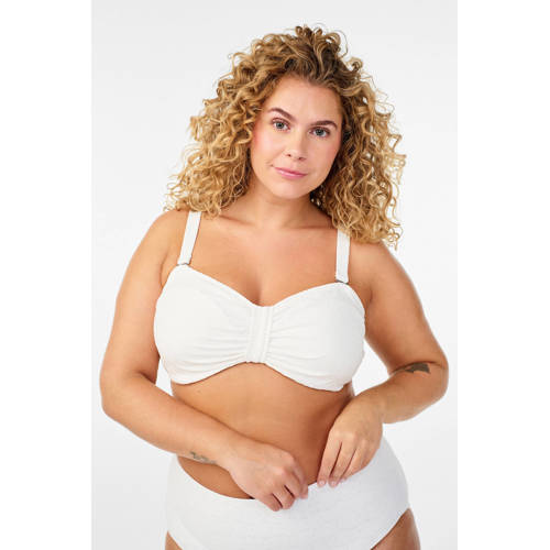 Zizzi voorgevormde strapless bandeau bikinitop Salina wit afbeelding