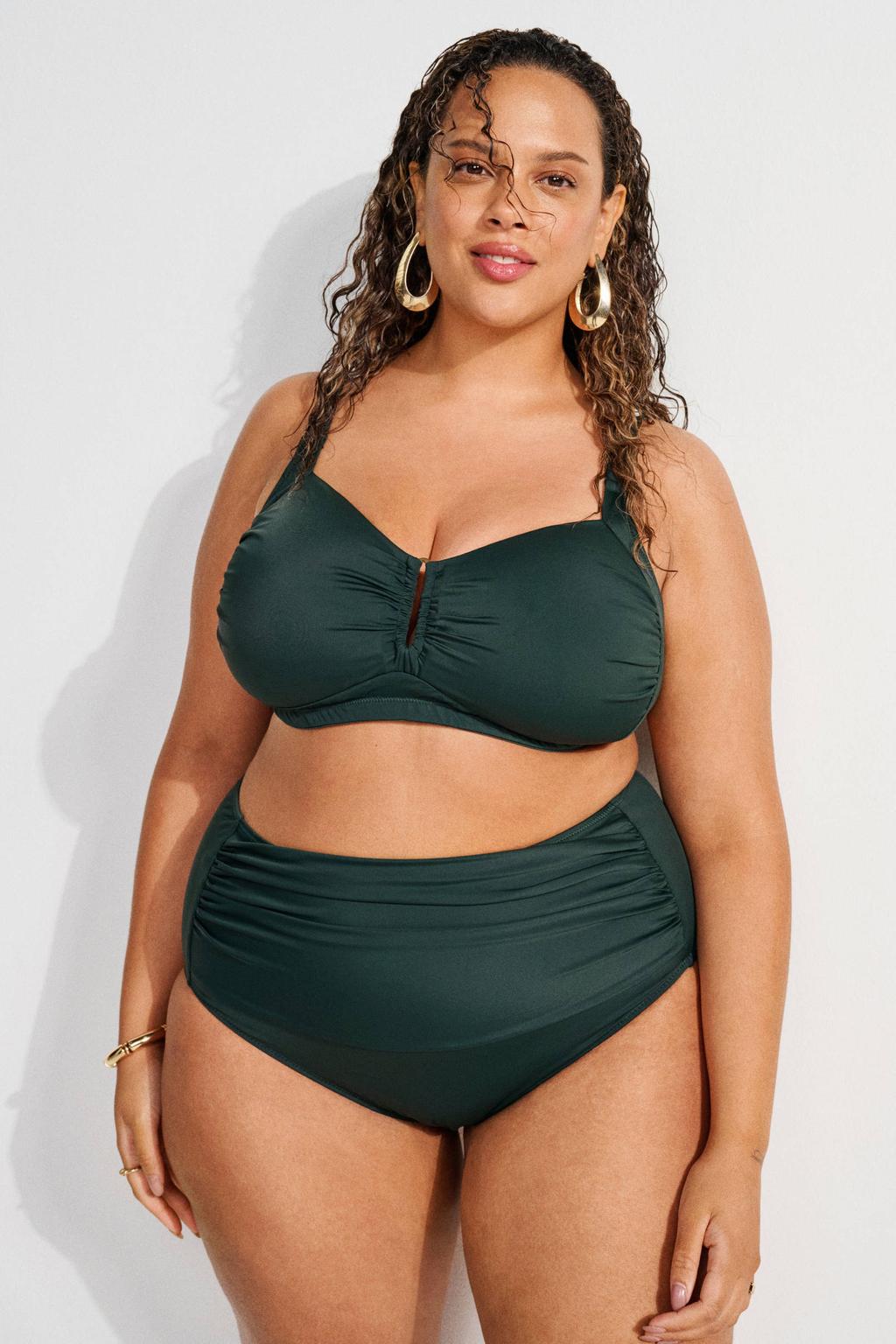 Zizzi high waist bikinibroekje TILDE donkergroen