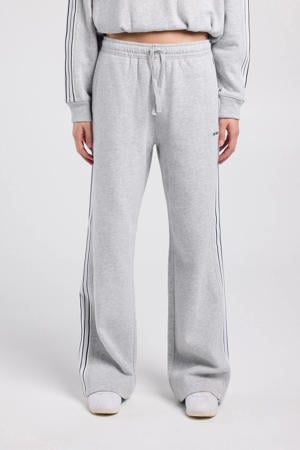 regular waist gestreepte joggingbroek grijs