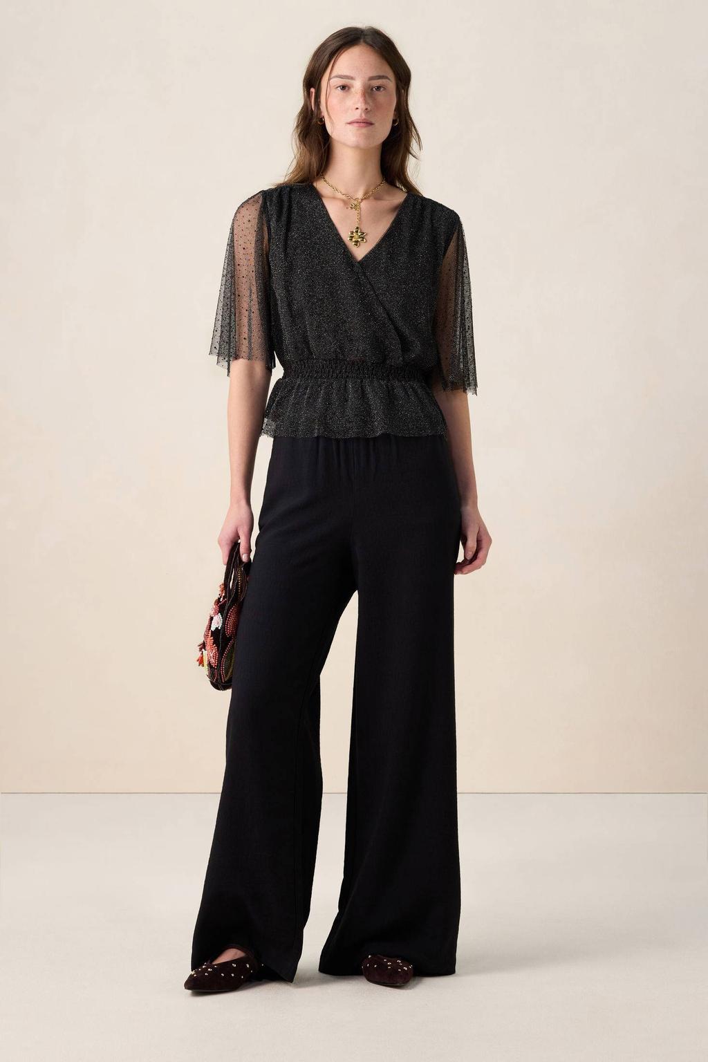 Sissy-Boy Wide leg high waist casual broek zwart