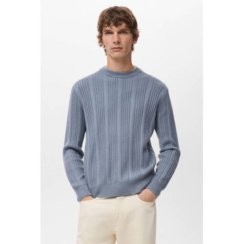 Mango Man trui gebreid blauw afbeelding