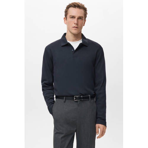Mango Man trui fijn gebreid donkerblauw afbeelding