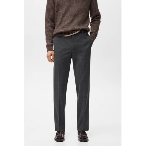 Mango Man regular geruite chino grijsbruin afbeelding