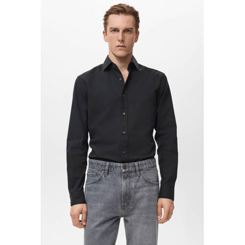 Mango Man Slim zakelijk overhemd zwart afbeelding
