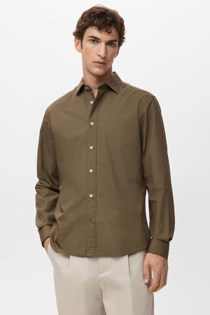 Regular casual overhemd bruin