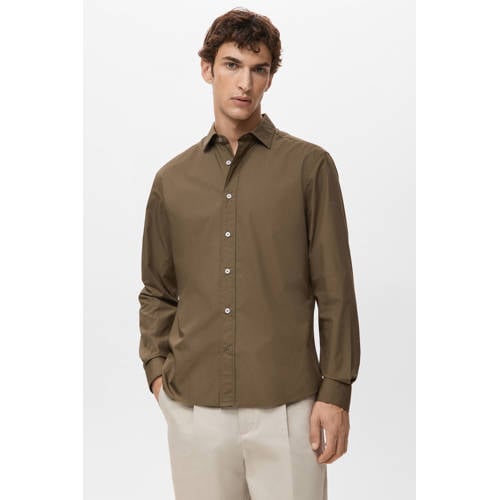 Mango Man Regular casual overhemd bruin afbeelding
