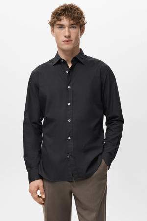 Regular casual overhemd zwart