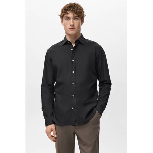 Mango Man Regular casual overhemd zwart afbeelding