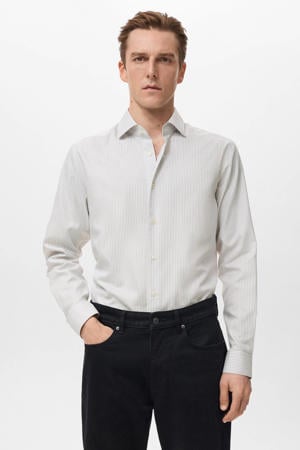 Slim gestreepte casual overhemd lichtgrijs