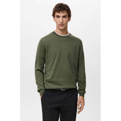 Mango Man trui met wol gebreid groen afbeelding
