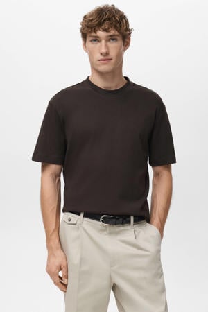 regular T-shirt donkerbruin