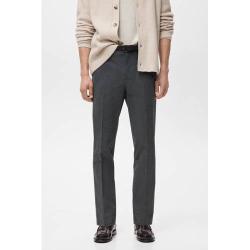 Mango Man slim geruite chino grijs afbeelding