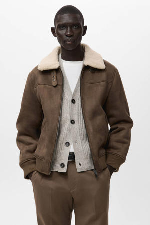 suede winterjas bruin