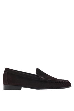 suède loafers donkerbruin