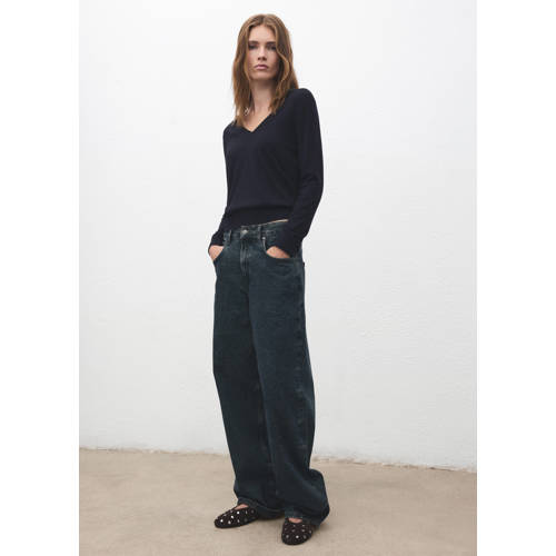 Mango suède ballerina's met studs donkerbruin afbeelding