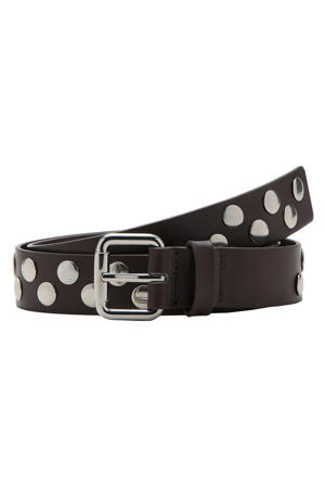 riem met studs donkerbruin
