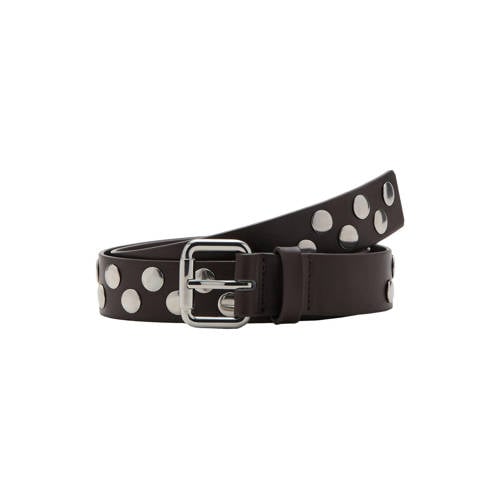 Mango riem met studs donkerbruin afbeelding
