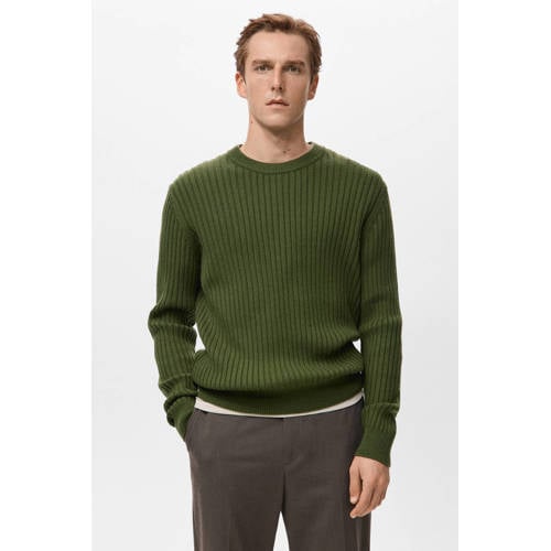 Mango Man trui met wol gebreid groen afbeelding