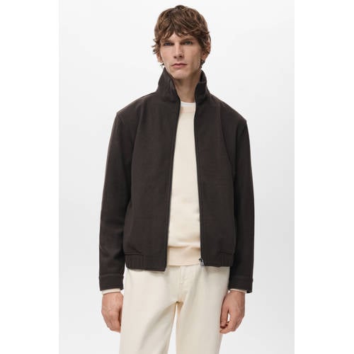 Mango Man fleece fleecevest donkerbruin afbeelding