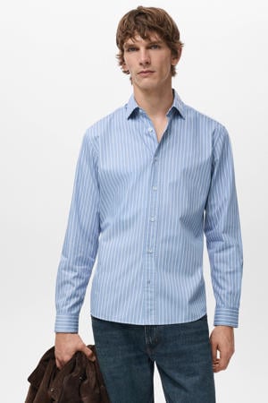 Regular gestreepte casual overhemd blauw