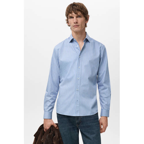 Mango Man Regular gestreepte casual overhemd blauw afbeelding