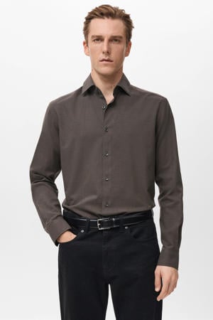 Regular geruit casual overhemd bruin